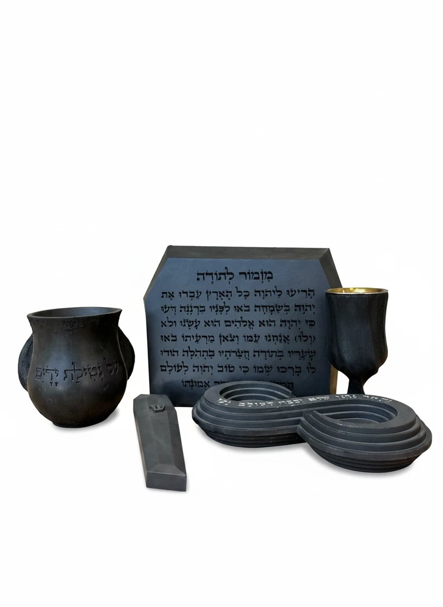 סט כלי קודש מבטון בגוון שחור